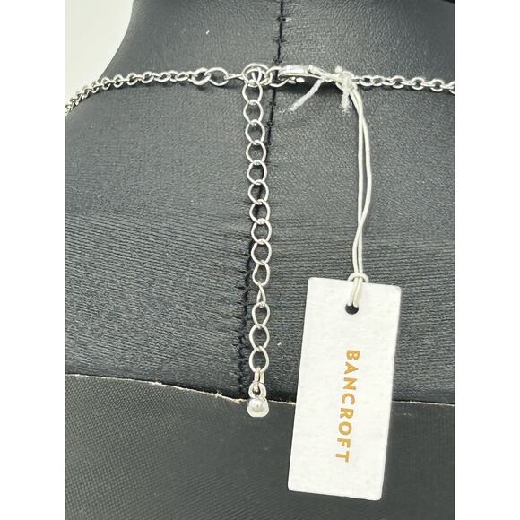 NWT Bancroft Silver Tone Disc Necklace with Clear Stones - Picture 3 of 8